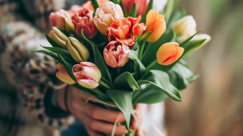 ein Strauß voller Tulpen