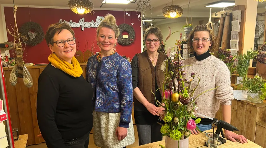 Das Team der blütenMeisterei: v.l. n.r. Silke, Susanne, Andrea und Manuela